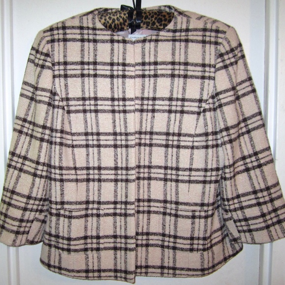 Light Pink Window Pane Plaid Jacket Wool Alpaca Blend Blazer - Picture 2 of 4